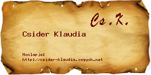Csider Klaudia névjegykártya